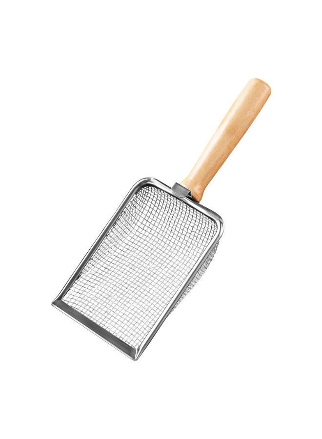Oldzhan Wooden handle cat litter scoop, walnut litter, small-pore bentonite ore litter, rutin chicken scoop, filter screen scoop, pet supplies - Image 2